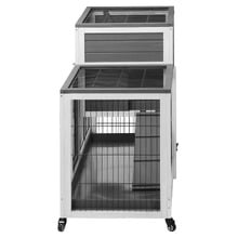 Ketch Fir Wood & Mesh Wire Rabbit Hutch